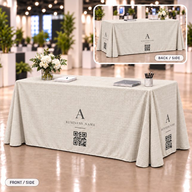 Linen Business QR Code Table Banner Tablecloth (Creator Uploaded)