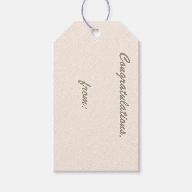 Linen-Coloured Congratulations Gift Tag (script) (Front)