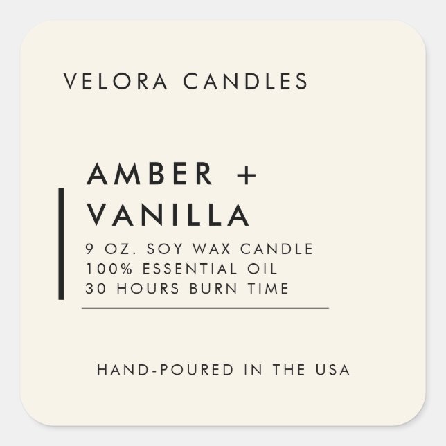 Linen Cream Modern Minimalist Candle Label Sticker (Front)