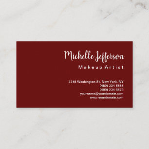 Linen Dark Red Minimalist Makeup Artist Classical Business Card