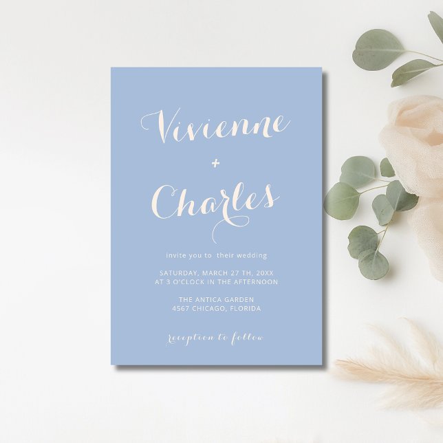 Linen & Dusty Minimal Modern Calligraphy Wedding Invitation (Creator Uploaded)