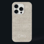 Linen Fabric Natural INITIALS Timeless Chic Design iPhone 15 Pro Case<br><div class="desc">Linen Fabric pattern in natural beige tones with custom INTIALS in white. Easy to personalise text,  text colour. Great for ANY Person,  Designer,  Stylist,  Gift. Modern,  Timeless,  Chic. Mix and match entire Linen / Tech Collections.</div>