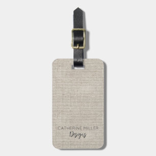 Linen Fabric Natural NAME Timeless Travel Luggage Tag