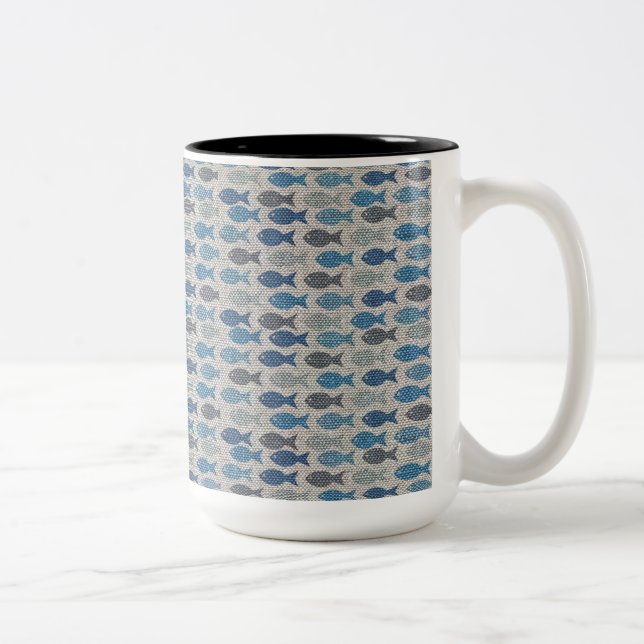 Linen Fish Two-Tone Coffee Mug (Right)