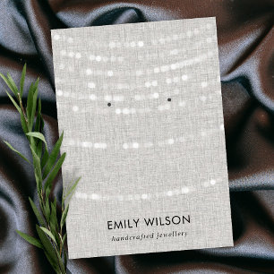 LINEN GREY LIGHT STRINGS STUD EARRING DISPLAY BUSINESS CARD