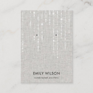 LINEN GREY LIGHT STRINGS STUD EARRING DISPLAY BUSINESS CARD