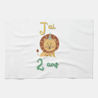 Linen I'm 2 years old - birthday gift Lion Tea Towel