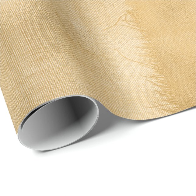Linen Jute Cloth Burlap Rustic Gold Minimal Wrapping Paper (Roll Corner)
