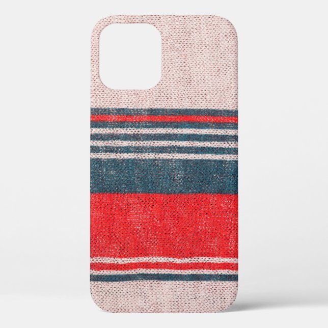 Linen knitwear texture with red print stripes  Case-Mate iPhone case (Back)