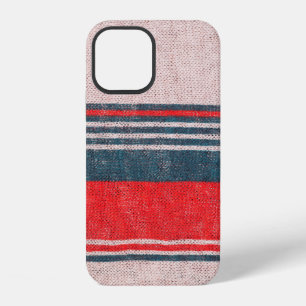 Linen knitwear texture with red print stripes iPhone 12 case