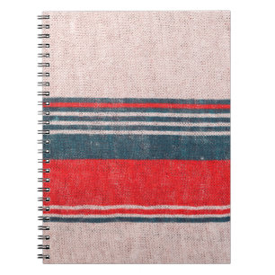 Linen knitwear texture with red print stripes notebook