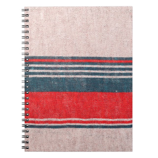 Linen knitwear texture with red print stripes  notebook (Front)