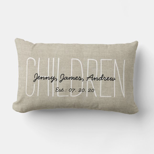 Linen Look Children Personalised Keepsake Lumbar Cushion (Front)