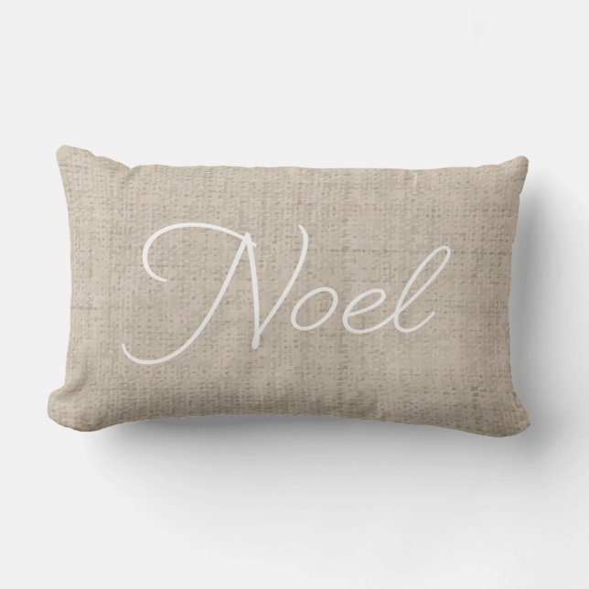 Linen Look NOEL Lumbar Holiday Pillow (Front)
