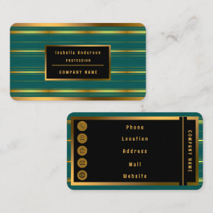 Linen Luxury Modern Green Gold Texture Collection Business Card
