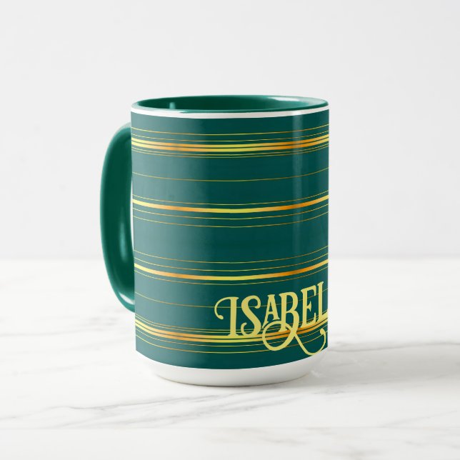 Linen Luxury Modern Green Gold Texture Collection Mug (Front Left)