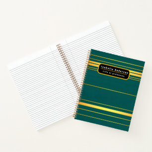 Linen Luxury Modern Green Gold Texture Collection Notebook