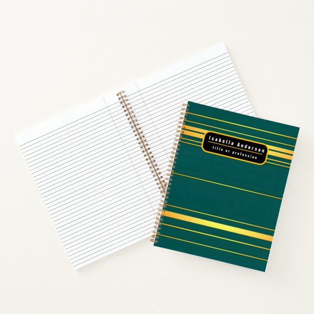 Linen Luxury Modern Green Gold Texture Collection Notebook (Inside)