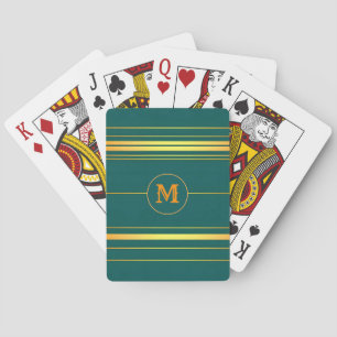 Linen Luxury Modern Green Gold Texture Collection Playing Cards