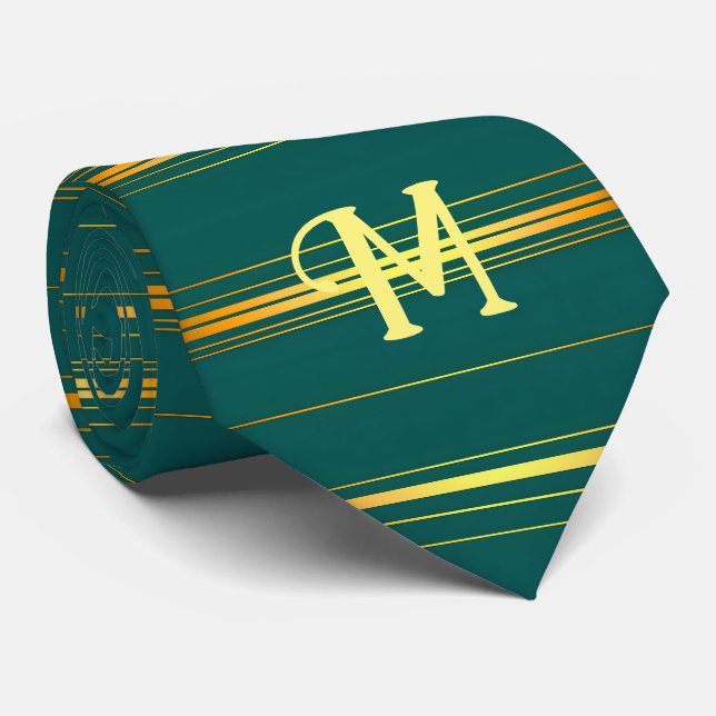 Linen Luxury Modern Green Gold Texture Collection Tie (Rolled)