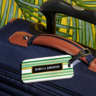Linen Luxury Popular Green Gold Texture Collection Luggage Tag