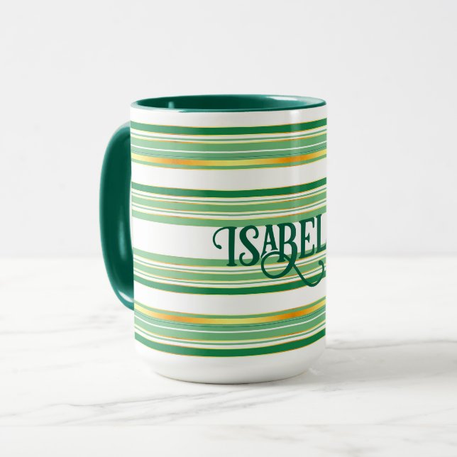 Linen Luxury Popular Green Gold Texture Collection Mug (Front Left)