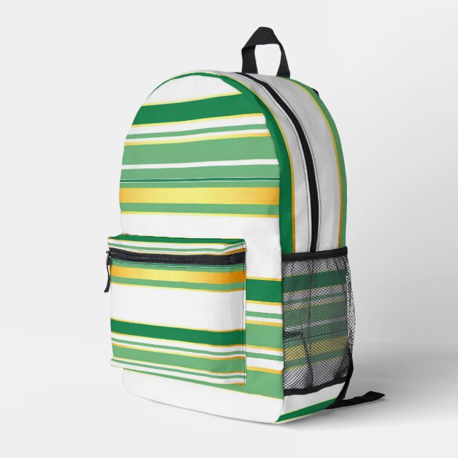 Linen Luxury Popular Green Gold Texture Collection Printed Backpack (Back Corner Right)