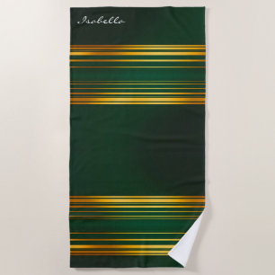 Linen Luxury Trendy Green Gold Texture Collection Beach Towel