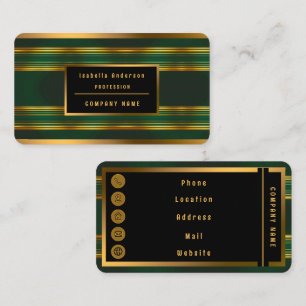 Linen Luxury Trendy Green Gold Texture Collection Business Card