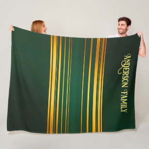 Linen Luxury Trendy Green Gold Texture Collection Fleece Blanket