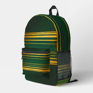 Linen Luxury Trendy Green Gold Texture Collection Printed Backpack