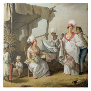 Linen Market, Roseau, Dominica, c.1780 (oil on can Tile