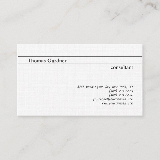 Linen Minimalist Plain Creative Modern Business Card (Front)