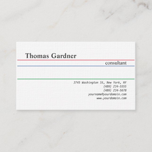 Linen Minimalist Plain Creative Modern Business Card (Front)