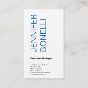 Linen minimalist plain modern blue white simple business card