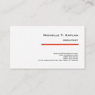 Linen Minimalist Simple Plain Architect Red White Business Card