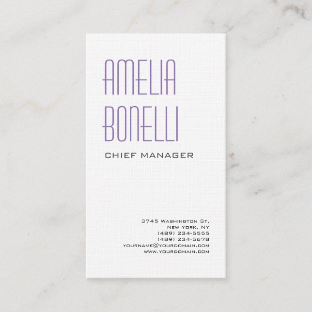 Linen Modern Bold Minimalist Professional Feminine Business Card (Front)