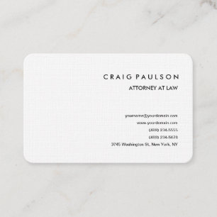 Linen Modern Elegant Plain Professional Minimalist Business Card