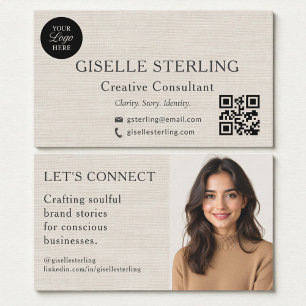 Linen Modern Minimal Professional Logo Photo Business Card