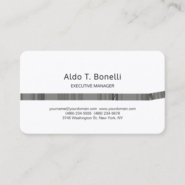 Linen Modern Minimalist Plain Grey White Business Card (Front)