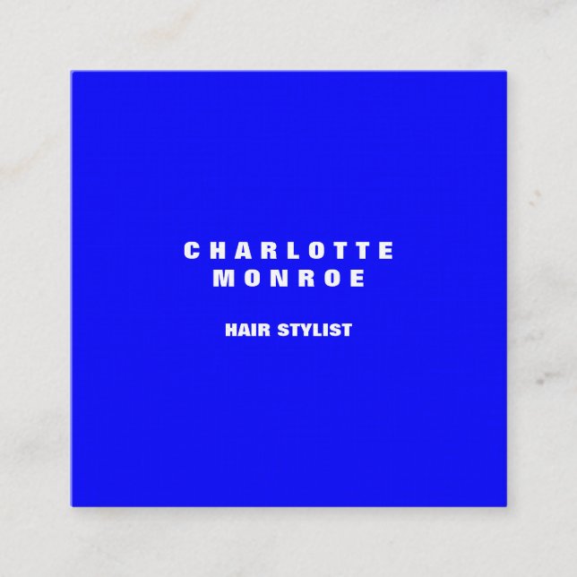 Linen Modern Minimalist Professional Blue Elegant Square Business Card (Front)