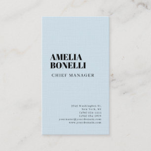 Linen Modern Minimalist Professional Plain Blue Business Card