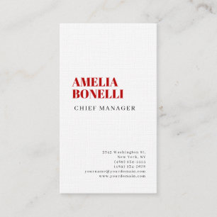 Linen Modern Minimalist Professional Plain White Business Card
