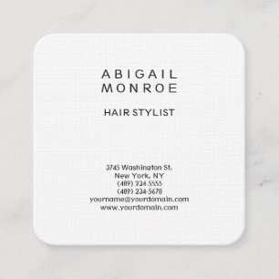 Linen Modern Minimalist Professional Plain White Square Business Card