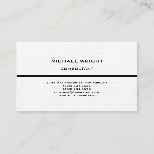 Linen Modern Plain Simple Attractive Minimalist Business Card (Front)