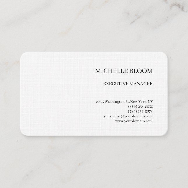 Linen Modern Plain Simple Minimalist Business Card (Front)