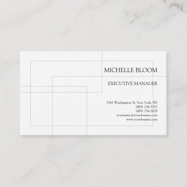 Linen Modern Plain Simple Minimalist Rectangles Business Card (Front)