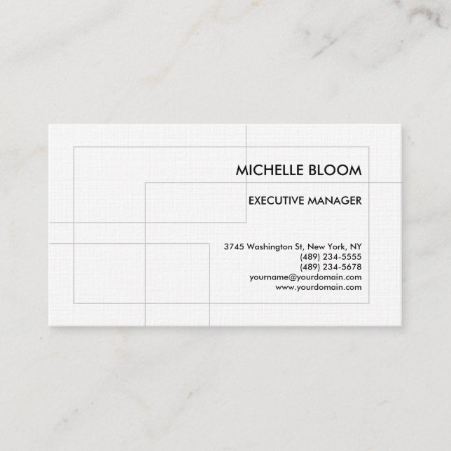 Linen Modern Plain Simple Minimalist Rectangles Business Card (Front)