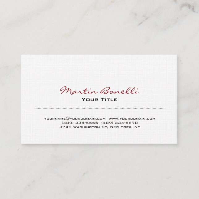 Linen Modern Trendy Business Card (Front)