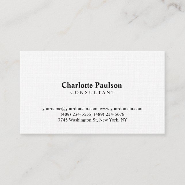 Linen Modernist Professional Consultant Manager Business Card (Front)